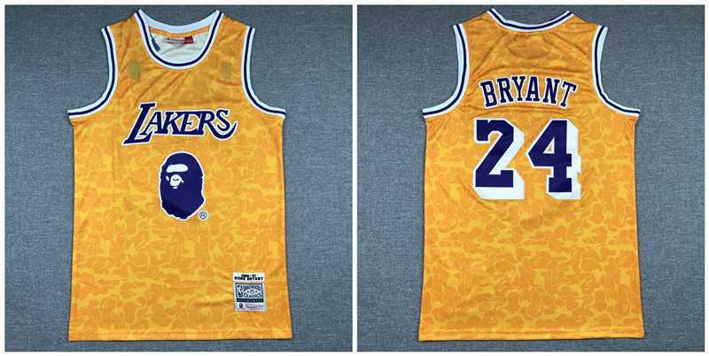 Lakers Bape 24 Kobe Bryant Yellow 1996-97 Hardwood Classics Jersey,We sell and wholesale Lakers Bape 24 Kobe Bryant Yellow 1996-97 Hardwood Classics Jersey on line form chian!
